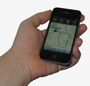 Вигляд місцезнаходження автомобіля в системі GPSavto на iPhone 4